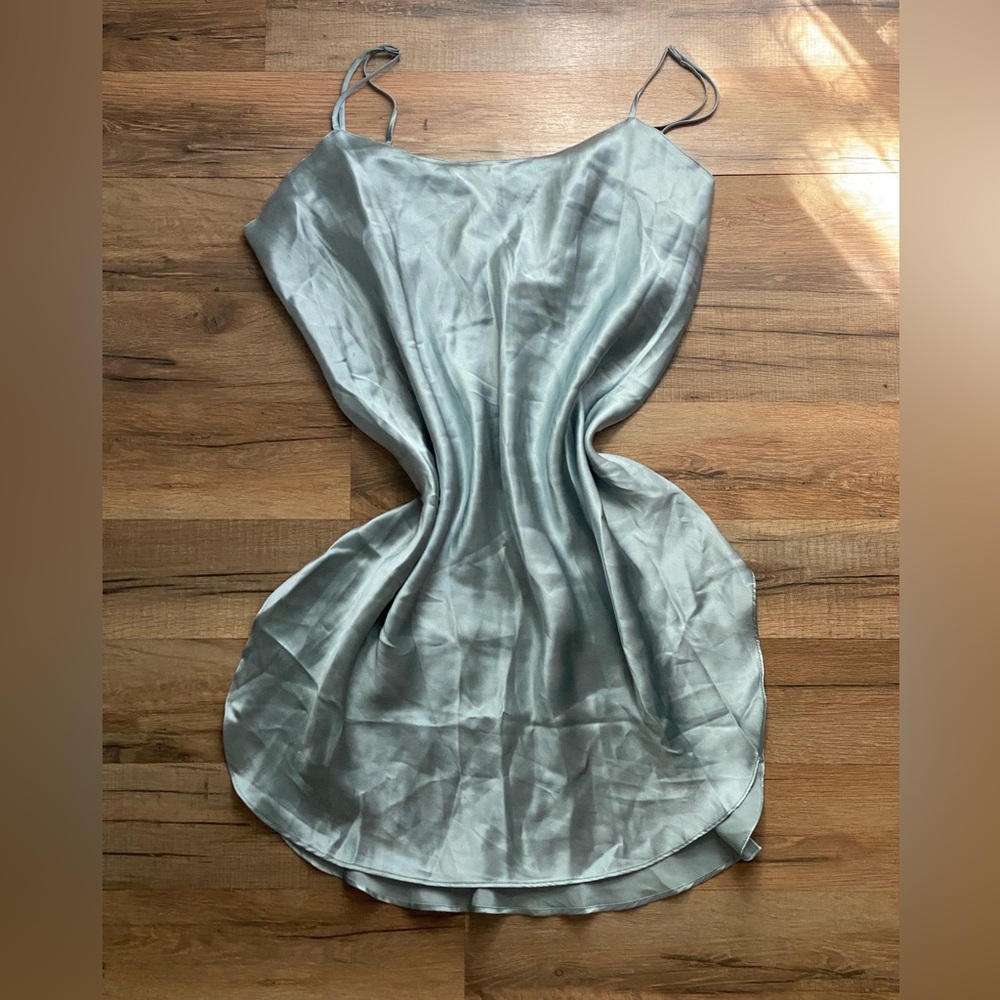 Vintage Victoria's Secret Gold Label Blue Silk Slip Dress